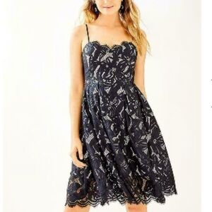 NWT Lilly Pulitzer Camilla Dress Onyx Two Toned Lace